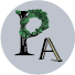 Site logo of a tree in the shape of the letter P and a slide that makes the letter A